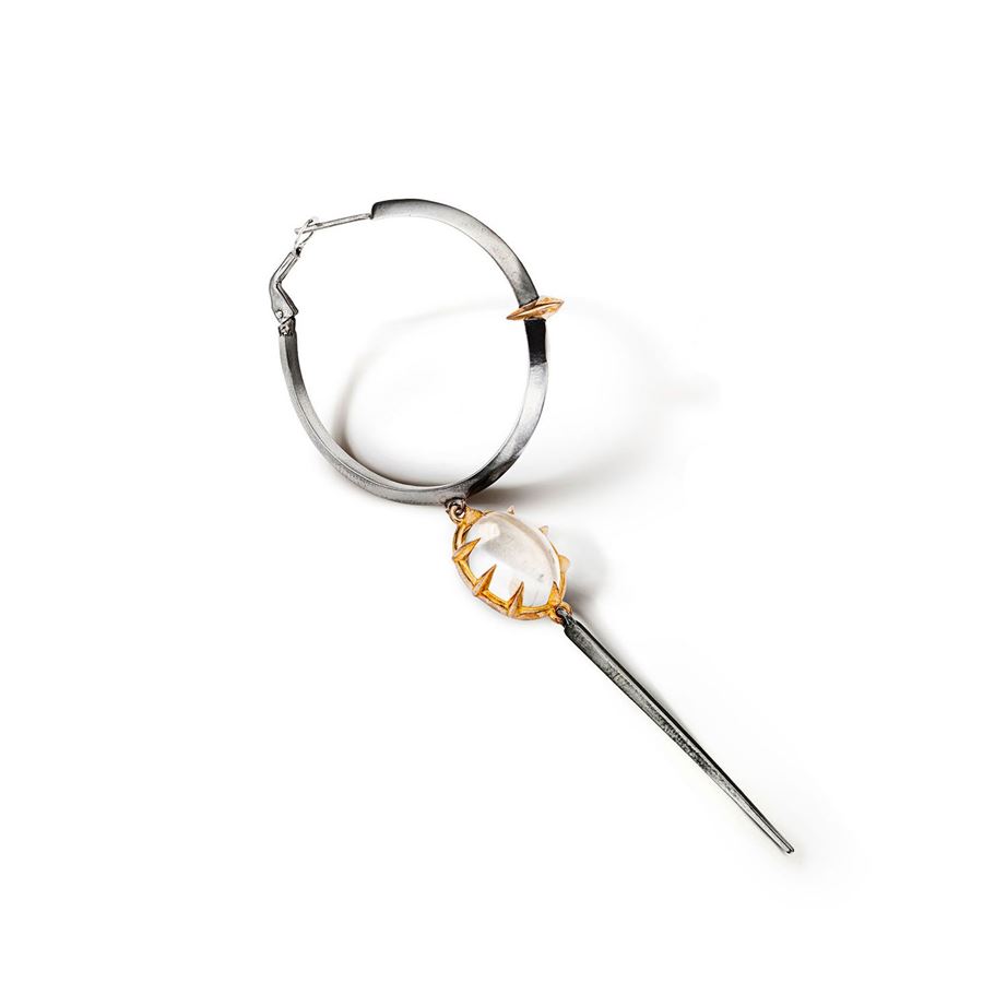 Single earring Solis big hoop with rock crystal and pin SOLIS | OR3 GAGN E BRO
